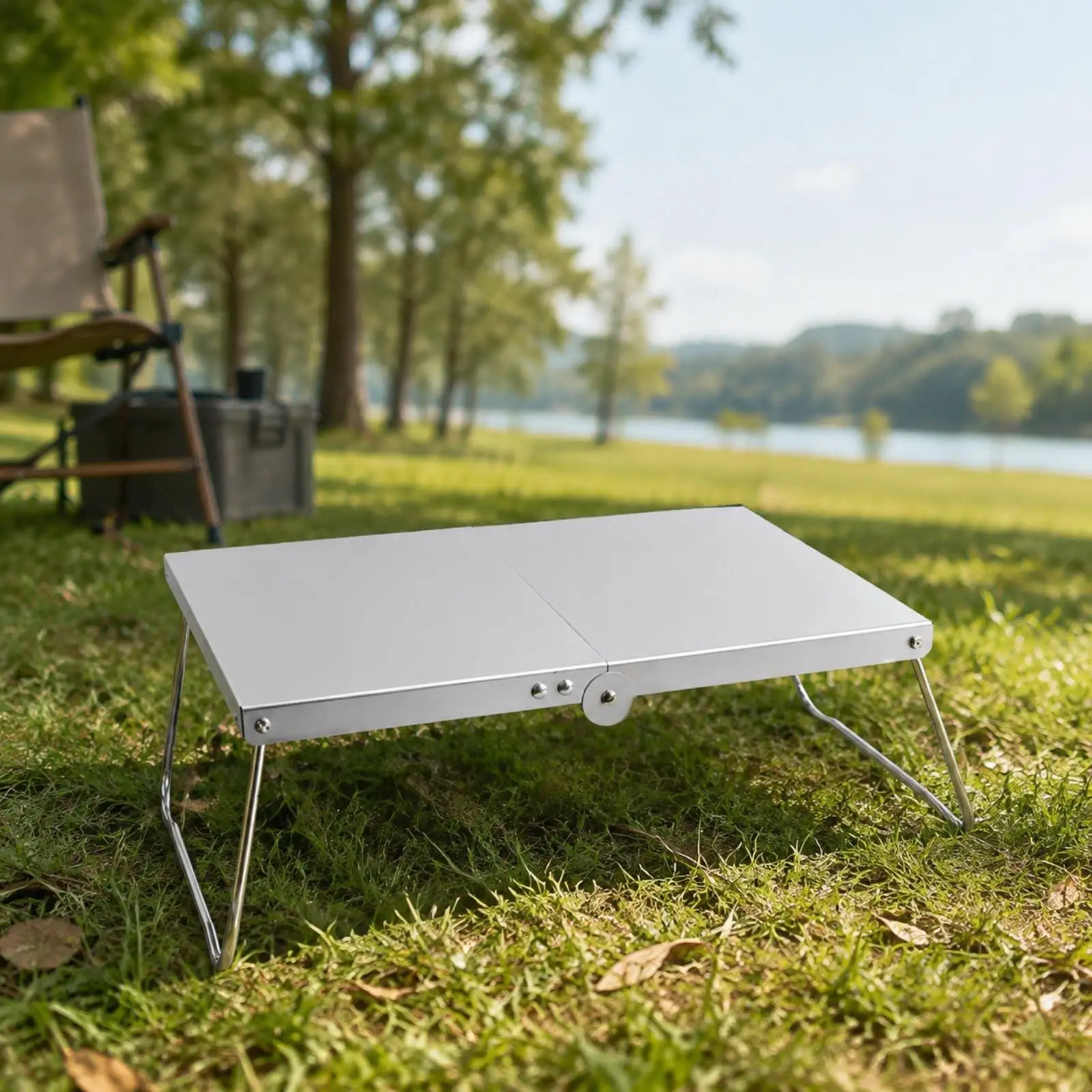 Compact Folding Table for Hiking and Camping with Scratch Resistant Aluminum Surface and Easy Pack Portable Design