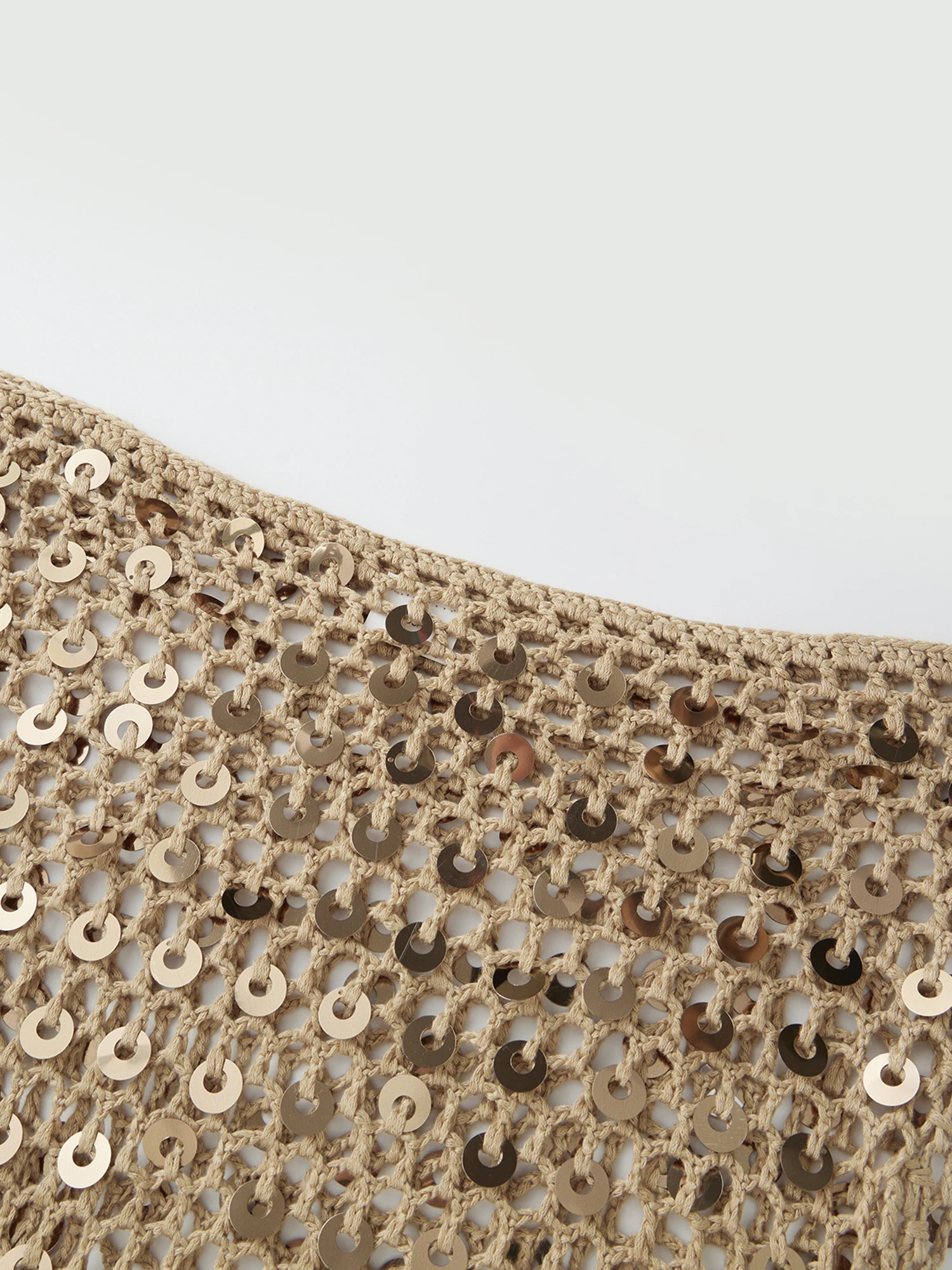 

Sequin Crochet Cover Up for Women Hollowed Tassel Off Shoulder Knitted Poncho Trendy Coverup Tops