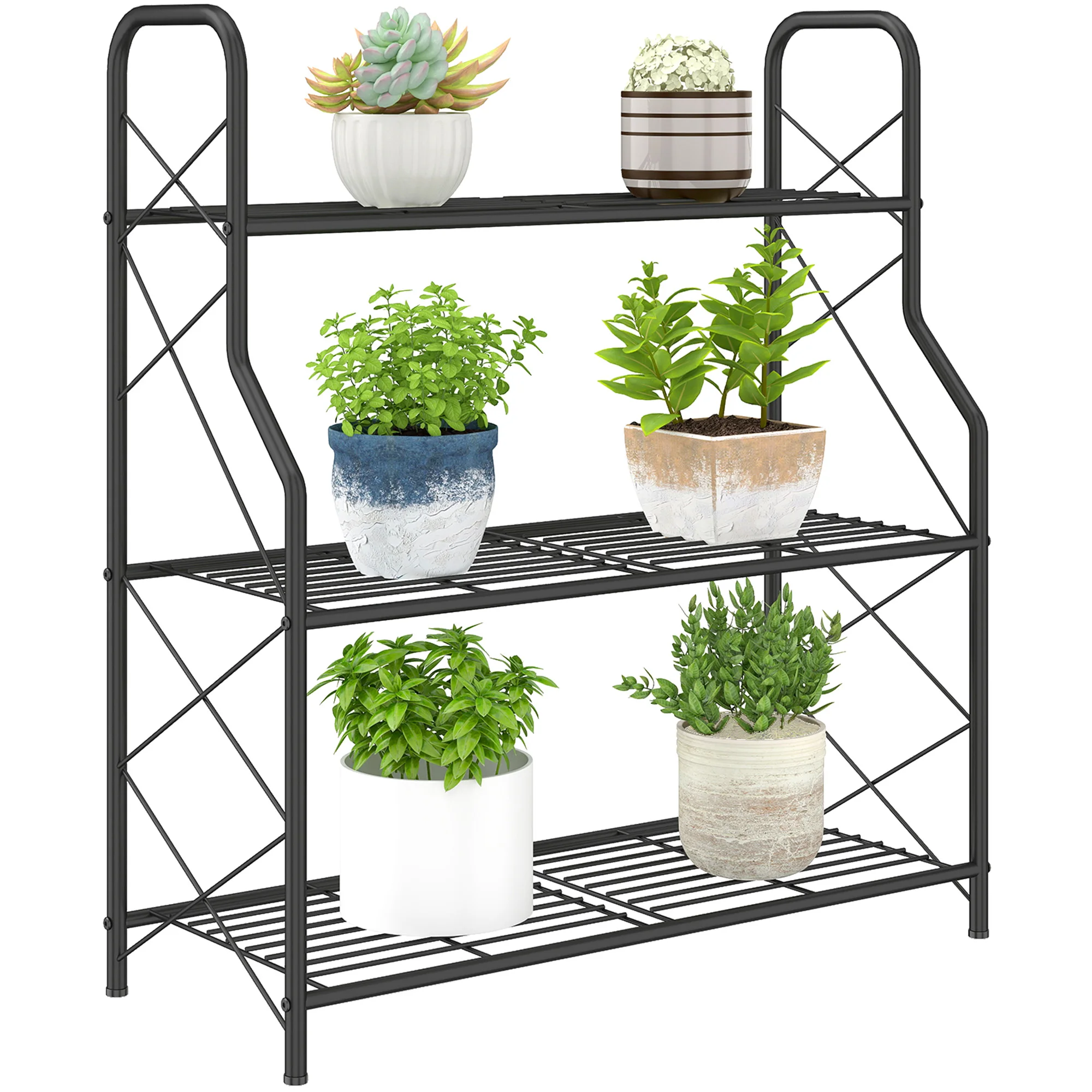 Outsunny plantenstandaard 69X28,5X78 cm zwart