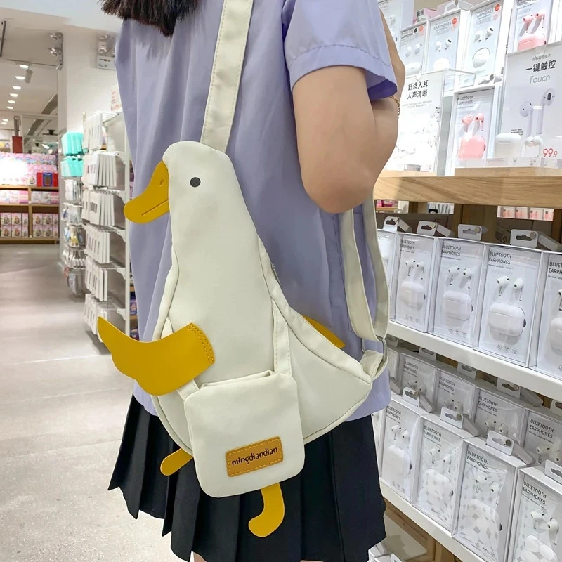 Cute And Quirky Canvas Bag Versatile New Mobile Phone Crossbody Bag Duck