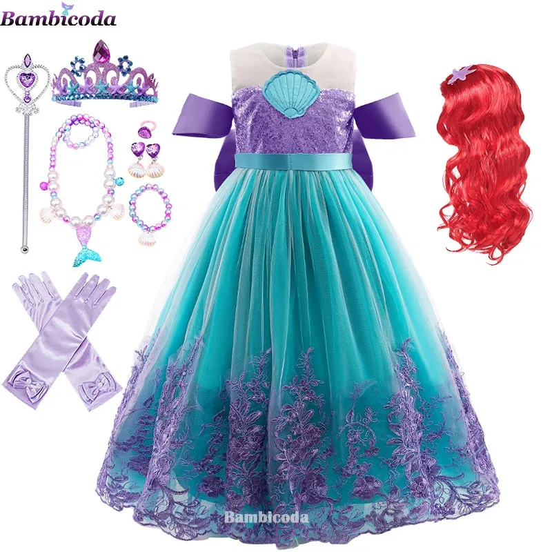 

Хэллоуин маленький косплей аниме одежда Ариэль принцесса детское нарядное вечернее платье для девочек карнавальные костюмы