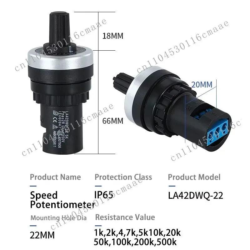 High precision single turn rotating potentiometer 22mm adjustable frequency 1K 5K 10K 100K 200K 500K rheostat