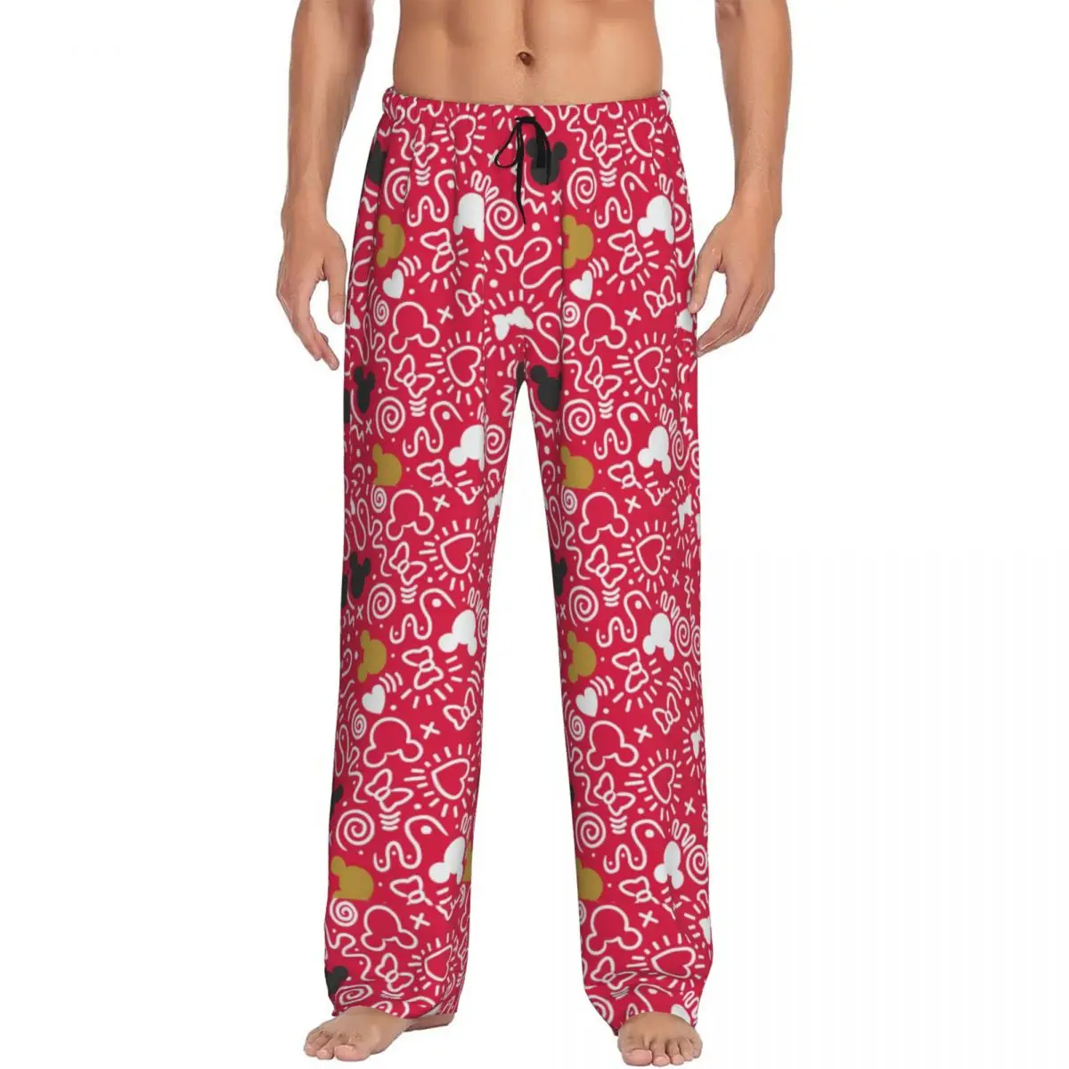 

Мужские пижамные штаны с принтом Минни Маус, эластичные брюки для сна и отдыха с карманами, дизайн Микки Маус