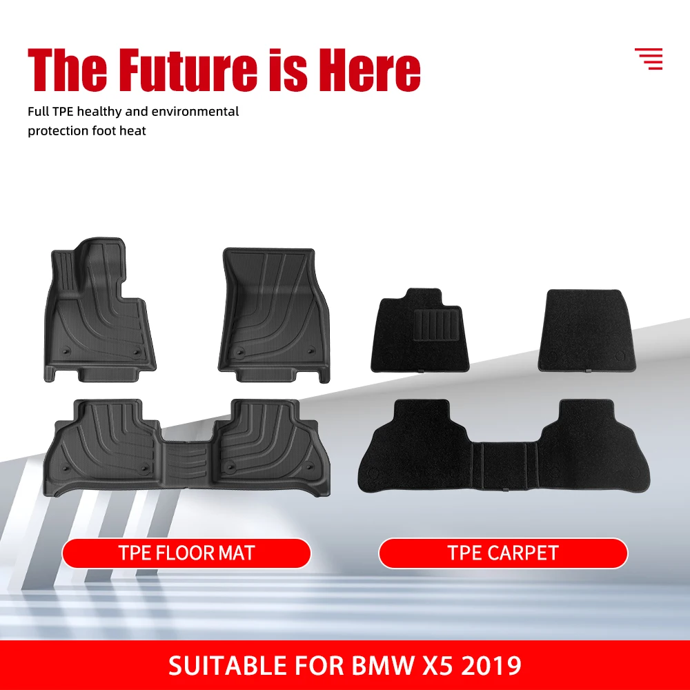 Custom Car Mats for BMW X5 2019-2024 TPE 3D Car Floor Mat Waterproof Non-slip Auto Carpet Car Foot Mats