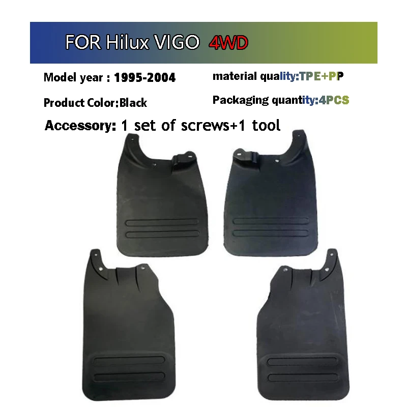 1995 1996 1997 1998 1999 2000 -2004 Front Rear 4pcs For Toyota Hilux VIGO 4WD Mud Flap Guards Splash Mudflaps Fender Mudguard