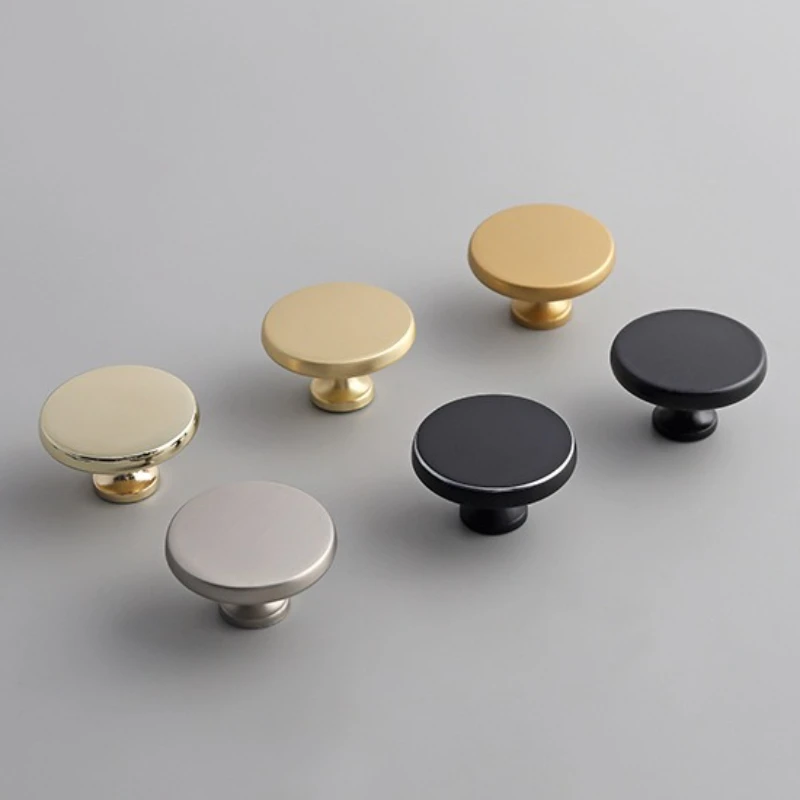 Brass Gold Round Handles - Bathroom, Kitchen Drawer Pulls & Knobs for Wardrobe, Shoe Cupboard Door Hardware