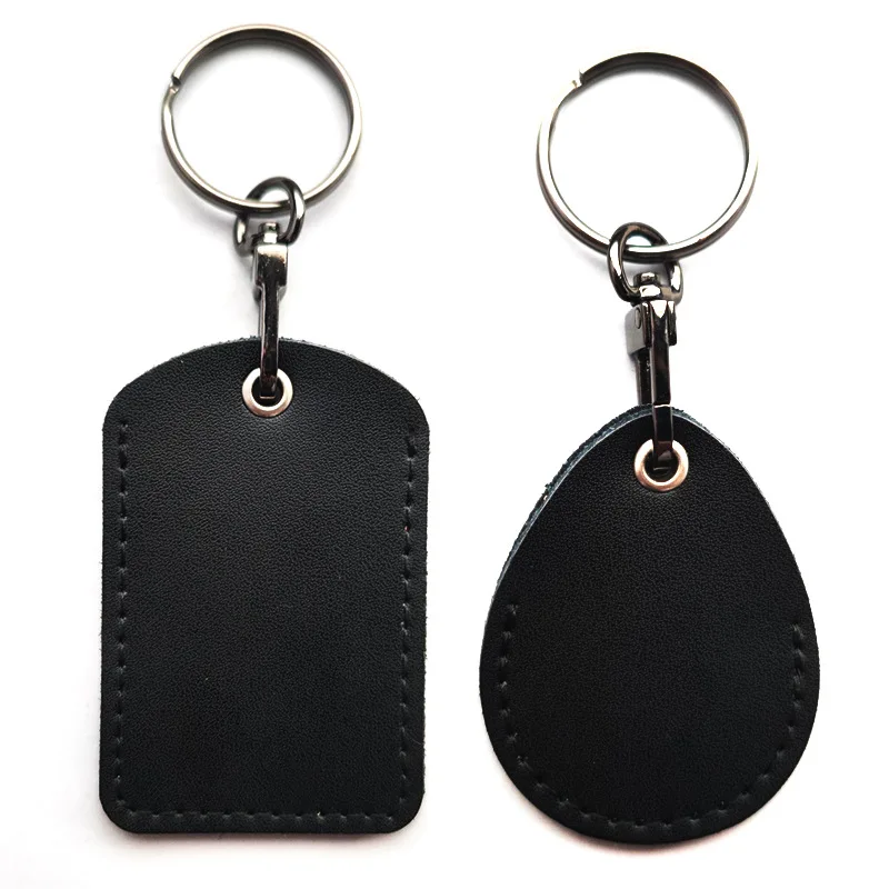 Keychain Access Card Bag Key Tag Ring PU Leather Card Holder Keychain Key Ring Door Lock Access Tags ID Card Case