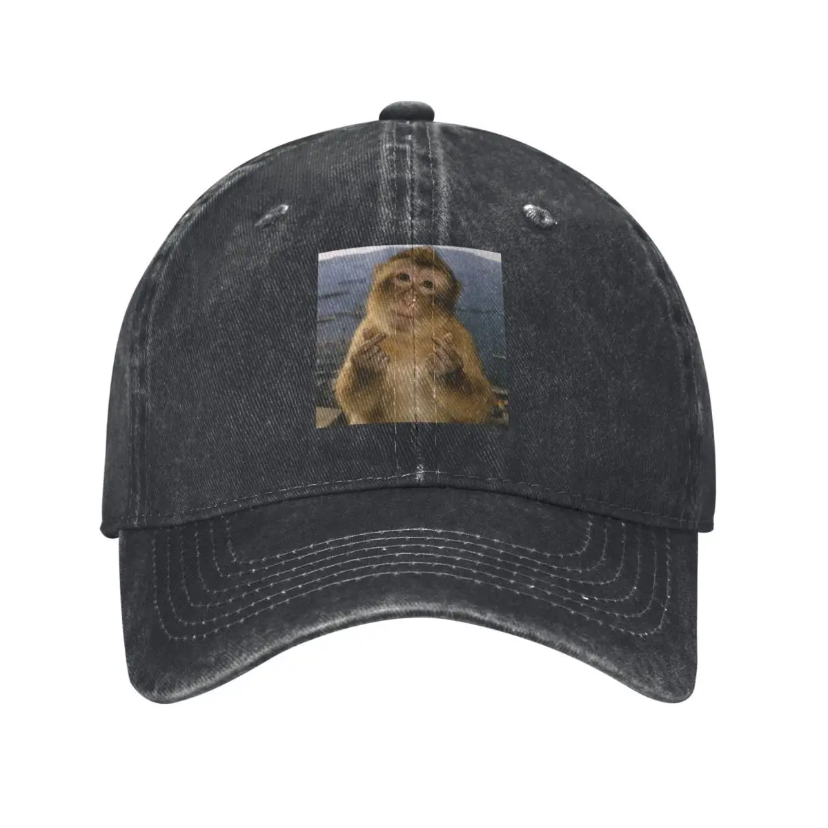 Funny Monkey Meme Graphic Baseball Caps Snapback Washed Denim Hats Outdoor  Streetwear Baseball Cowboy Hat for Unisex