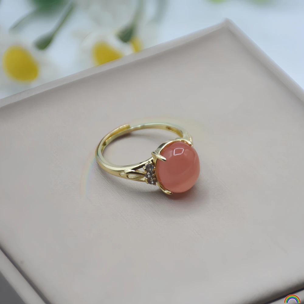 

Natural red agate ring, soft peach reflects the heart, ice-clear pink core, peach blossom, adjustable ring, Rwbuy