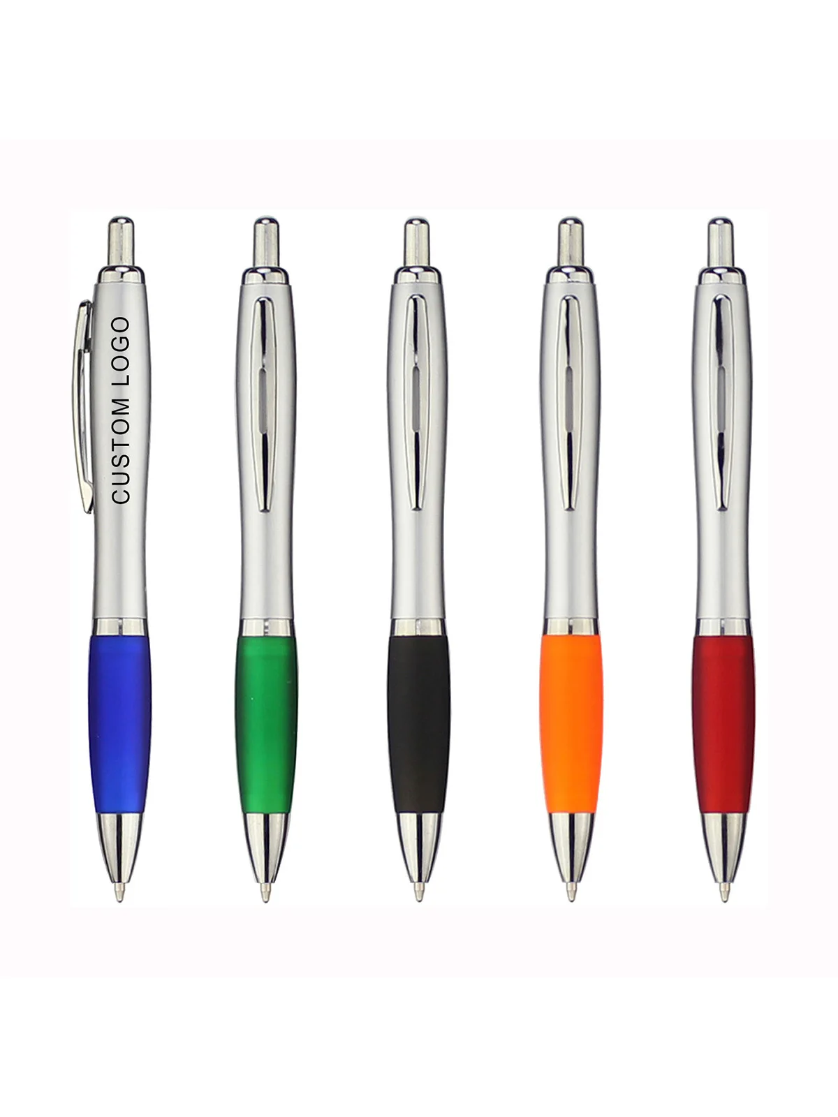 Retractable Plastic Gourd Ball Pen Silver Barrel Personalized Ballpoint Pen Custom Promotion Gift Pen Fair Advertise Giveaway