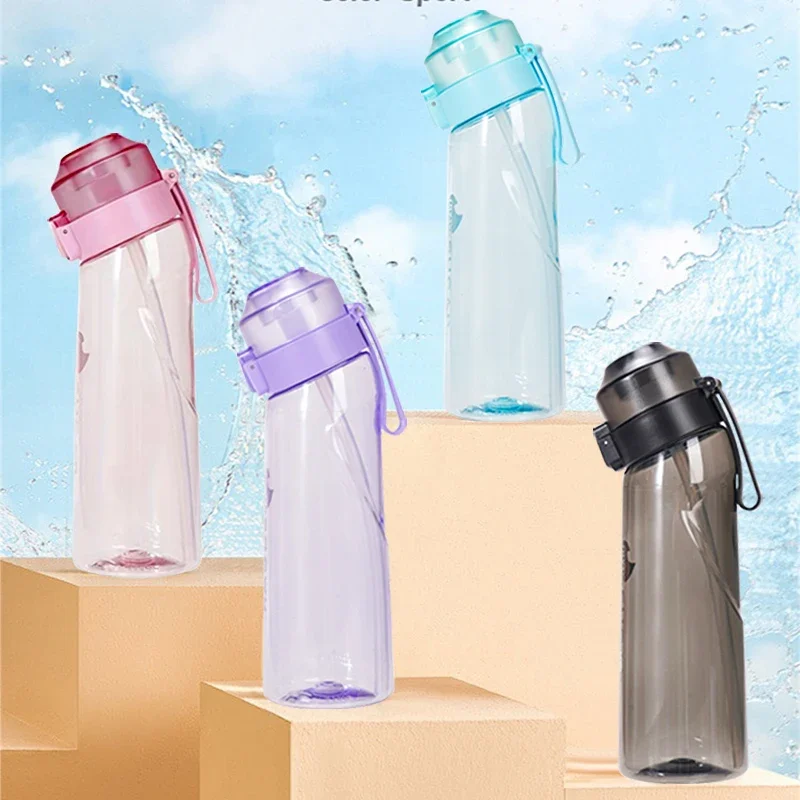 LUSQI Air Flavored Water Bottle With 7 Flavor Pods Sports Fashion Straw Tritan Plastic Cup Suitable for Outdoor Sports Fitness