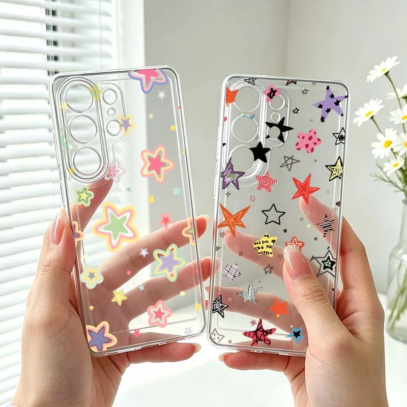 Beautiful Star Design For Samsung Galaxy S26 S25 S24 S23 S22 S21 S20 Ultra Plus Edge FE Transparent Phone Case Cover