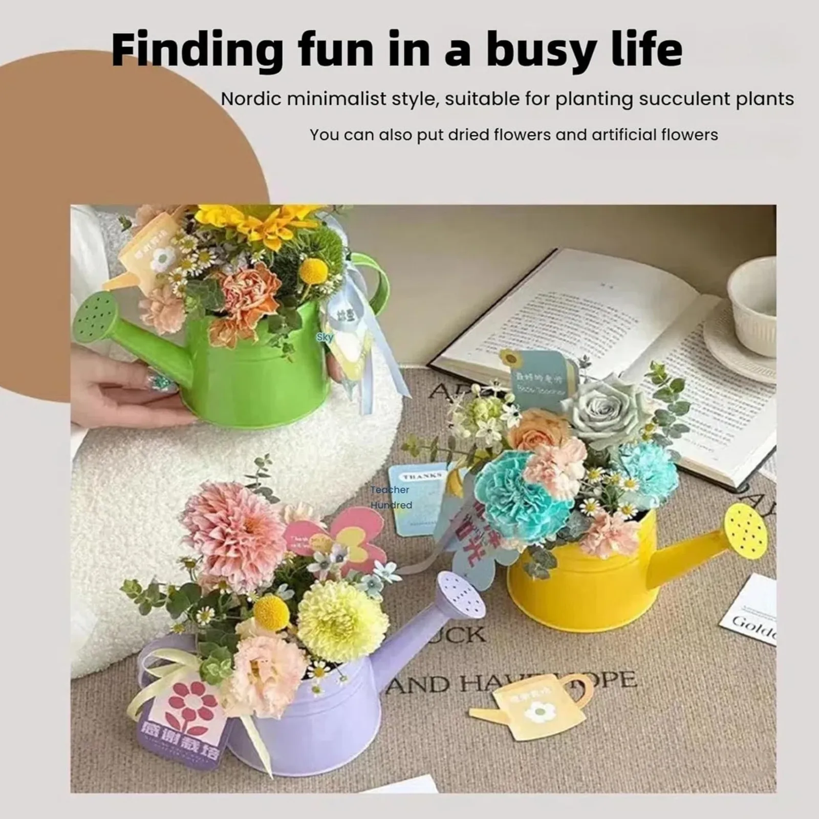 Metal Iron Sprinkler Kettle,Candy Colored Plant Watering Can,Garden Watering Can For Indoor & Outdoor Plant,Gardening Tools