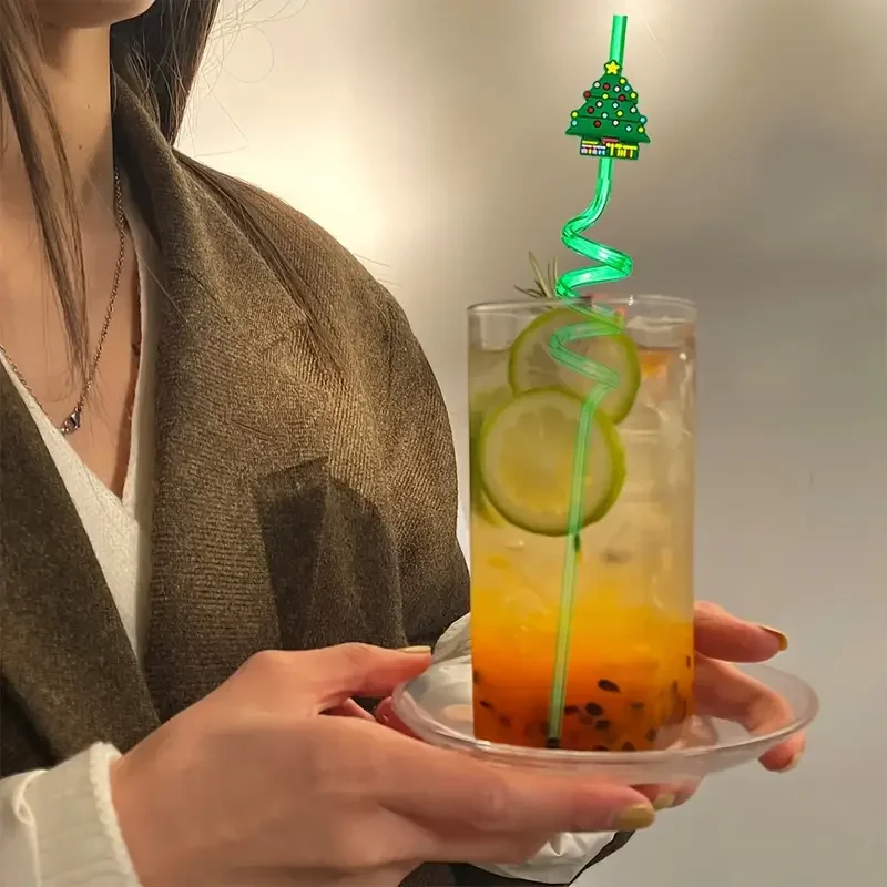 

10-100PCS Cute Christmas Drinking Straws Santa Reindeer Snowflake Plastic Straws Kids Party Supplies Holiday Gift Party Favor