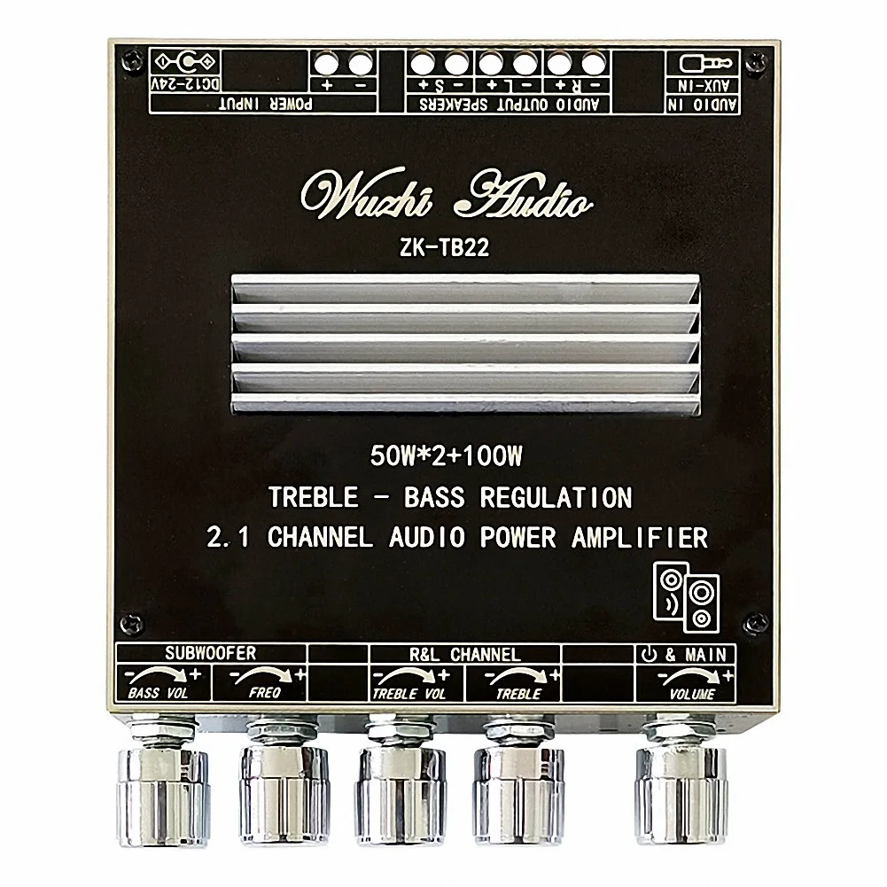 ZK-TB22 2.1 Kanaals Bluetooth 5.1 Versterker Board met DIY Case + DC Kabel TPA3116D2 50Wx2 + 100W Tweeter Subwoofer Module