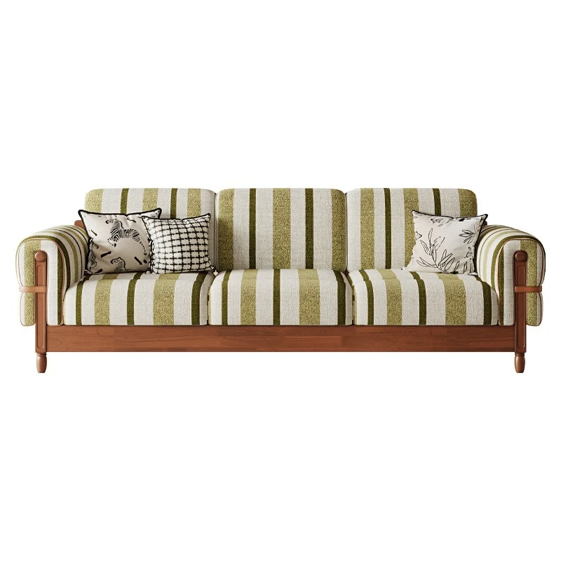 

Medieval solid wood sofa, small apartment double triple living room