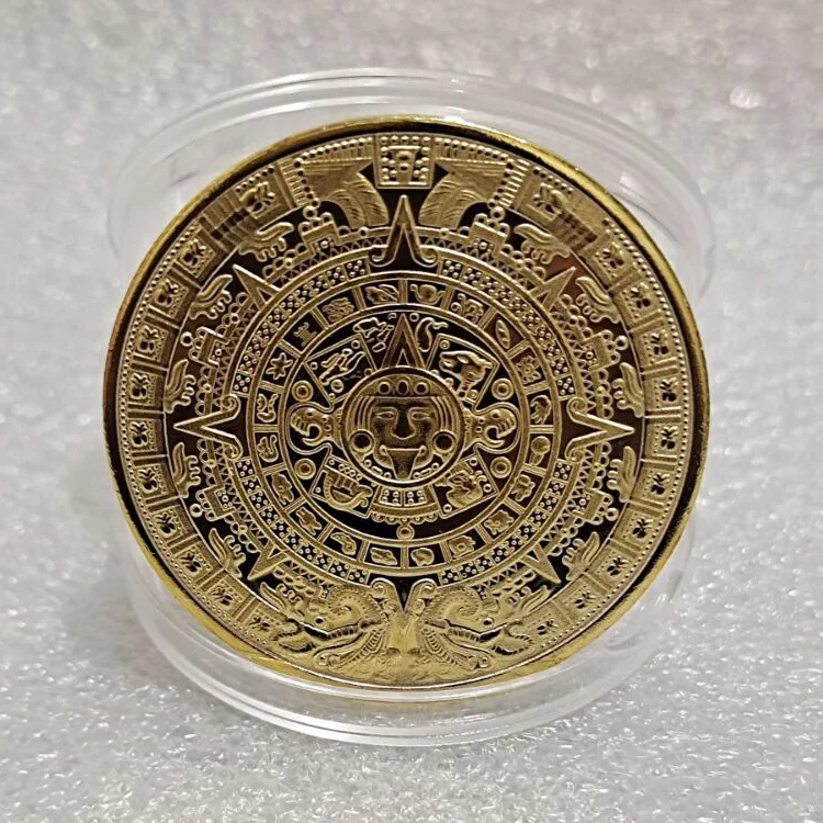 Mayan commemorative coins Pyramid Medallion Mexican Commemorative Medal Decoration Calendar Mysterious Collectibles Craft Gifts