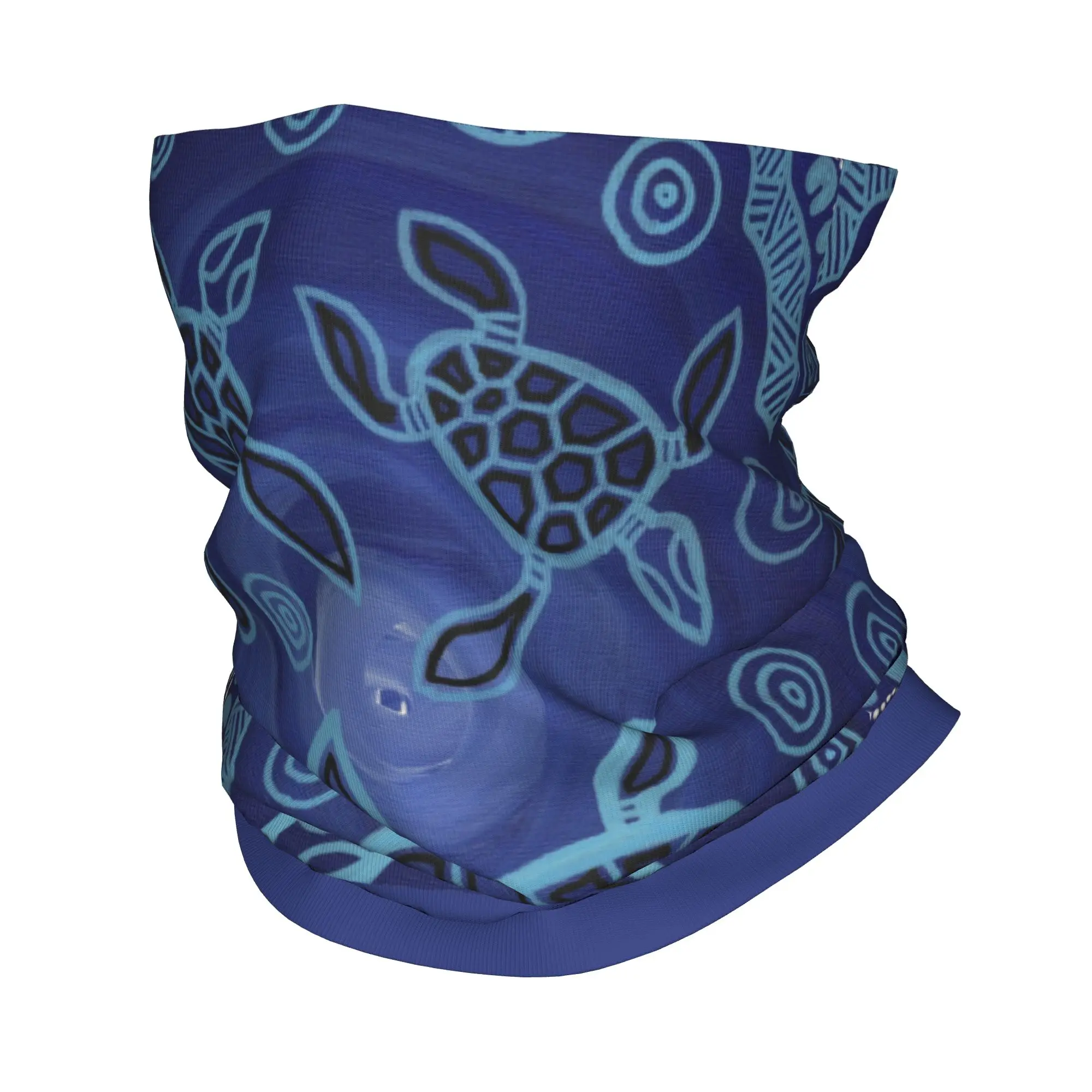 

Custom Authentic Aboriginal Art Sea Turtles Neck Warmer Women Men Winter Hiking Ski Scarf Gaiter Animal Cartoon Face Cover