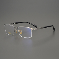 Pure Titanium Business Eyewear Square Rimless Half Glasses Frame Men Ultralight Eyeglasses Myopia Spectacles Prescription Lenses