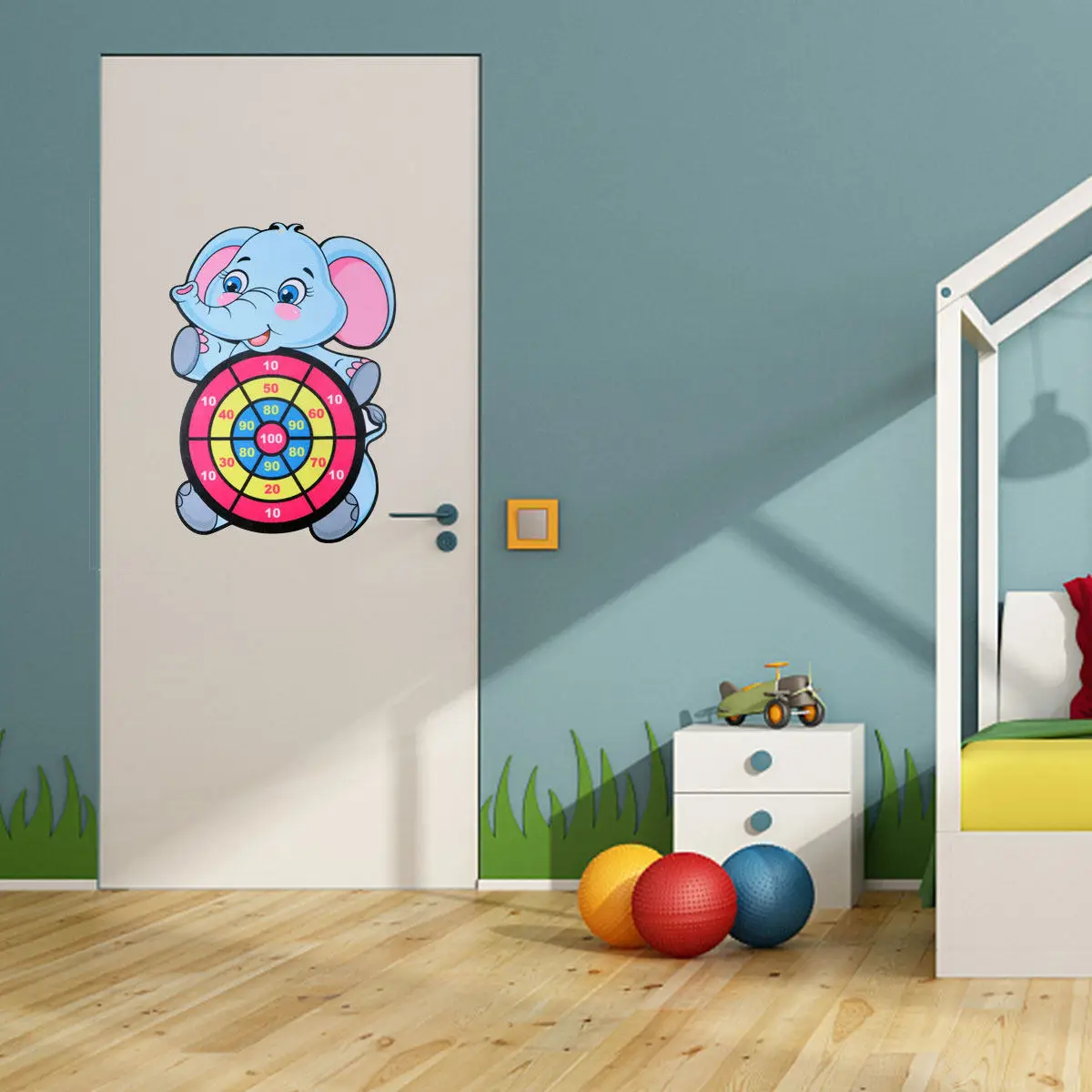 Childrens Animal Dart Board 3 Balls 1 Suction Cup 1 Strap Lightweight Easy Fix Fun Skill Game for Home Office Club Indoor
