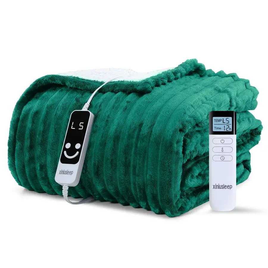 

Blanket Electric Blanket 50x60, Soft Flannel Sherpa Electric Throw with 5 Heating Level amp 12 Times Setting, Heated Throw with