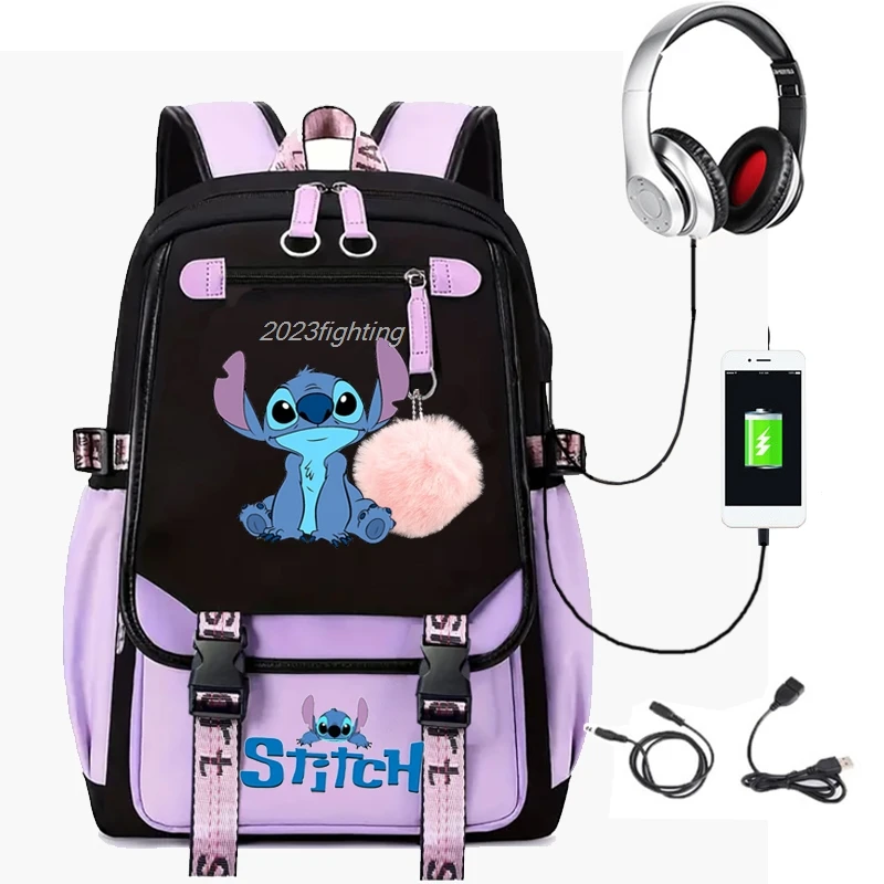 

Lilo And Stitch Schoolbag Junior High School Female Male Large-capacity Casual Backpack Primary School Students Backpacks