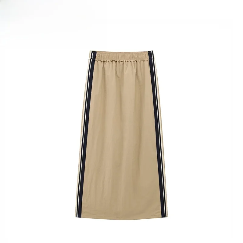 

ZBZA Spring New Women's Faion Design Side Strap Midi Skirt High Waist Straight Cut Loose Fit Commute Sle Polyester Fiber