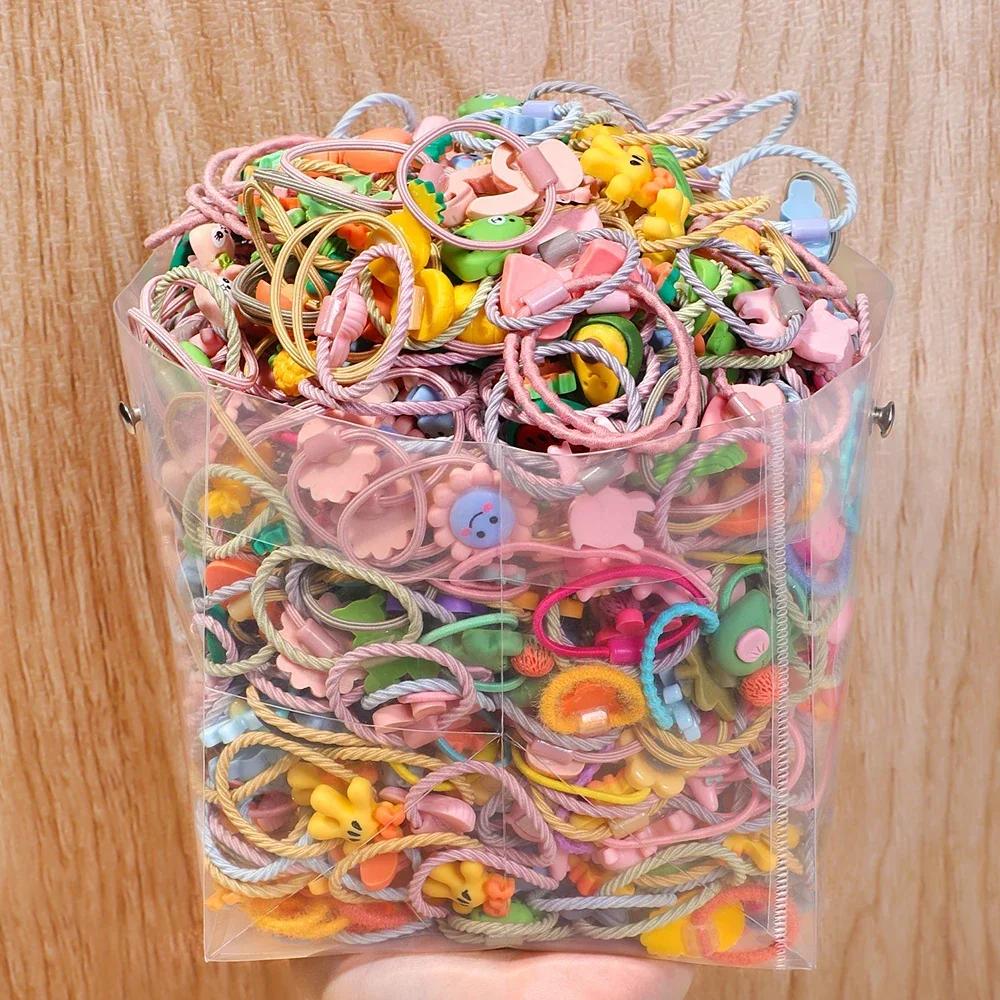 50Pcs/Lot Children Hair Accessories Girls Cartoon Elastic Hair Bands Baby Head Rope Kids Small Animal Headband Cute Headdress