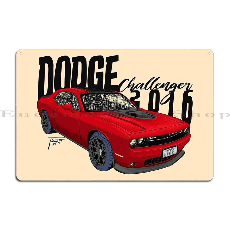 دودج تشالينجر SRT 2016 Fanart الأحمر R/T هيمي الظل المعادن الرجعية اللوحات حفلة خمر مصمم تين تسجيل ملصق