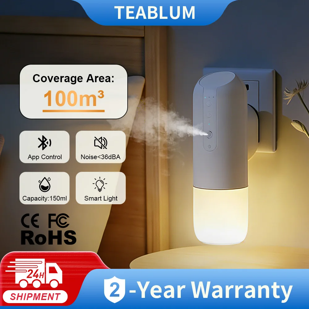 

TEABLUM 100m³ Smart Automatic Air Freshener Plug in Diffuser Hotel Scent Diffuser for Home and Toilet 150ml Fragrance Diffuser