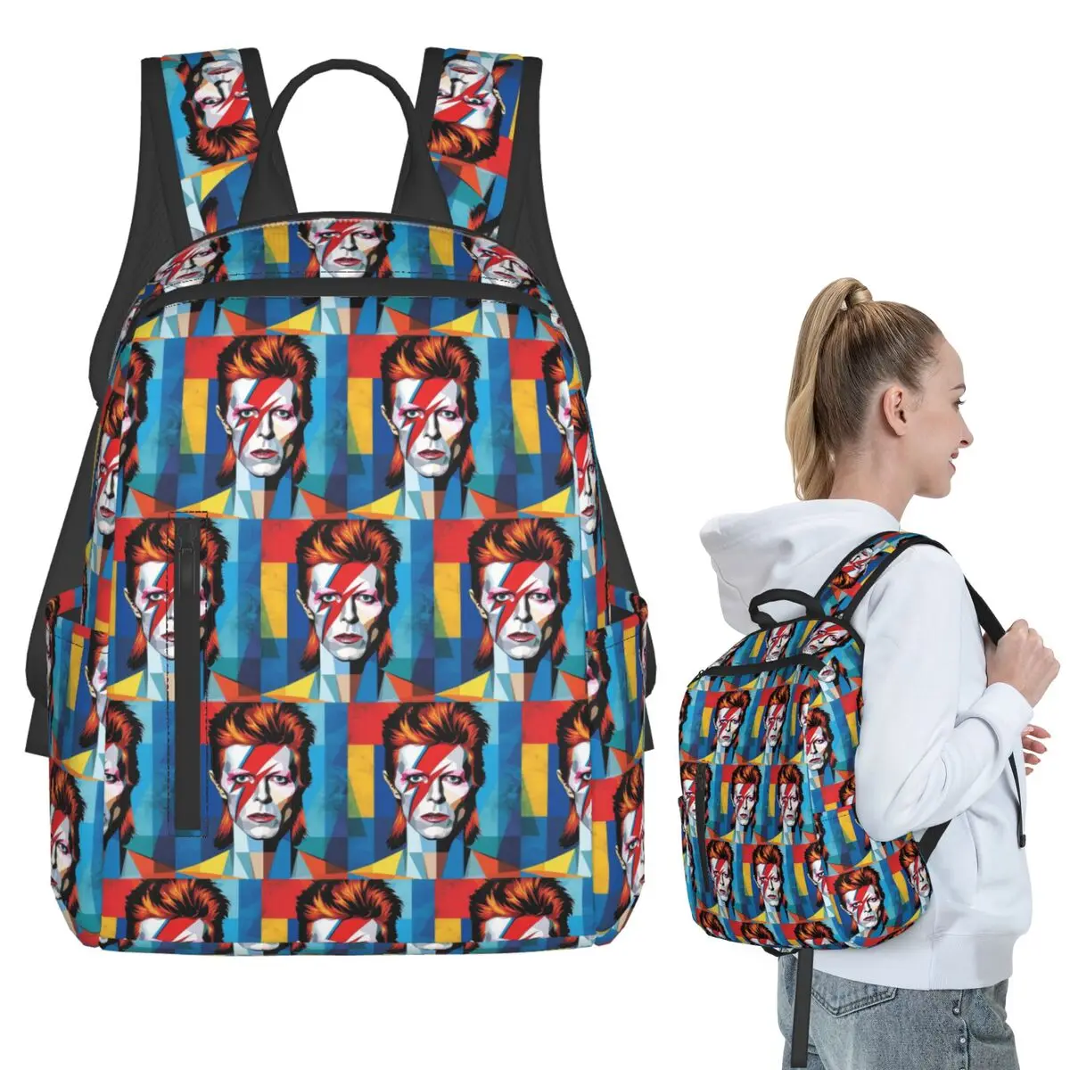 

Davids Bowied Backpack Student BookBag Children School Bag Laptop Shoulder Bags Men Women