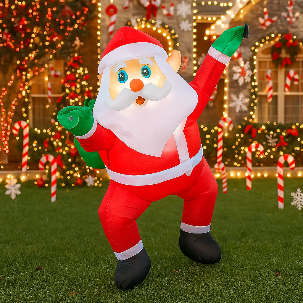 Luces LED de pared de escalada de Papá Noel inflable, 1M/3,2 pies, decoraciones para el hogar, juguetes, suministros de decoración navideña para patio, decoración navideña al aire libre