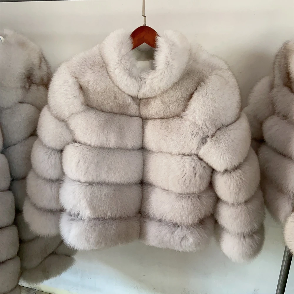 QUEENTINA Natural Real Fox Fur Coat para mulheres, jaqueta quente, casaco genuíno, roupas de grife de luxo com camadas, conjuntos pretos, moda, inverno, novo