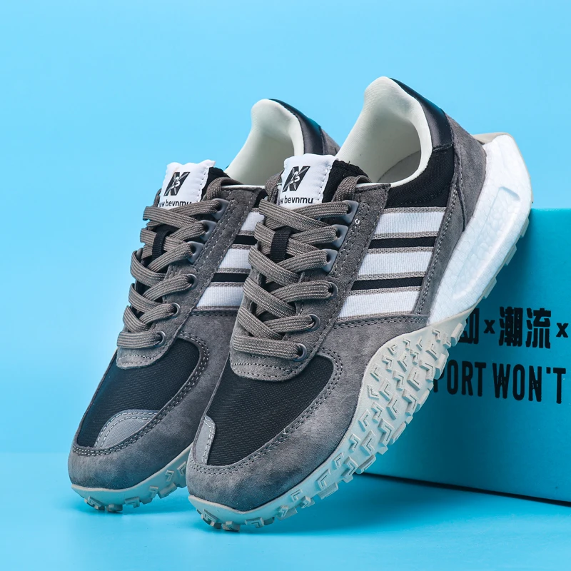 

Autumn new style Retro Color - Block Sports Shoes for Men Light Gray Main Tone, Breathable Mesh, Comfortable Lightweight