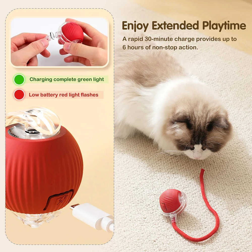 Cat Interactive Toys Automatic Rolling Ball Rechargeable Smart Pet Toys Electric Toy Dog Cat Imitate Catch up Mouse Toys for Cat