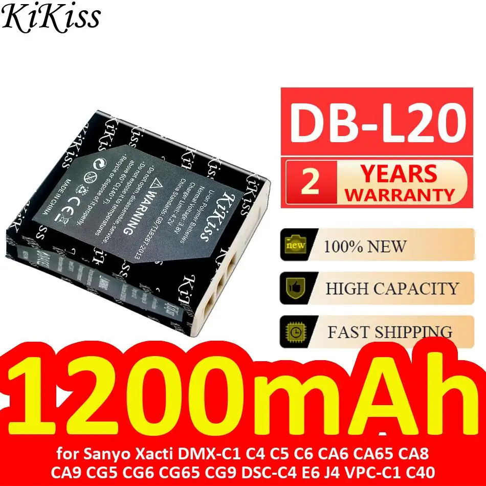 Camera Battery DB-L20 1200mAh For Sanyo Xacti Dmx-C1 C4 C5 C6 CA6 CA65 CA8 CA9 CG5 CG6 CG65 CG9 Dsc-C4 E6 J4 Vpc-C1 C40