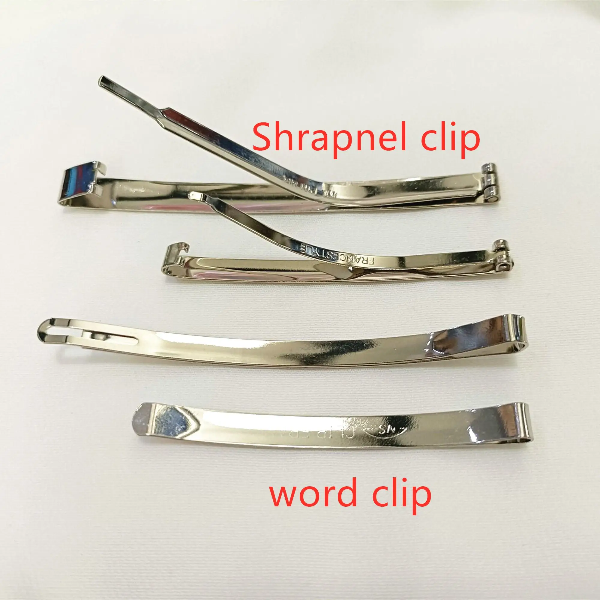 10pcs/lot 7cm 9cm Korean word clip, shrapnel clip gold/rhodium hair accessories DIY material wholesale