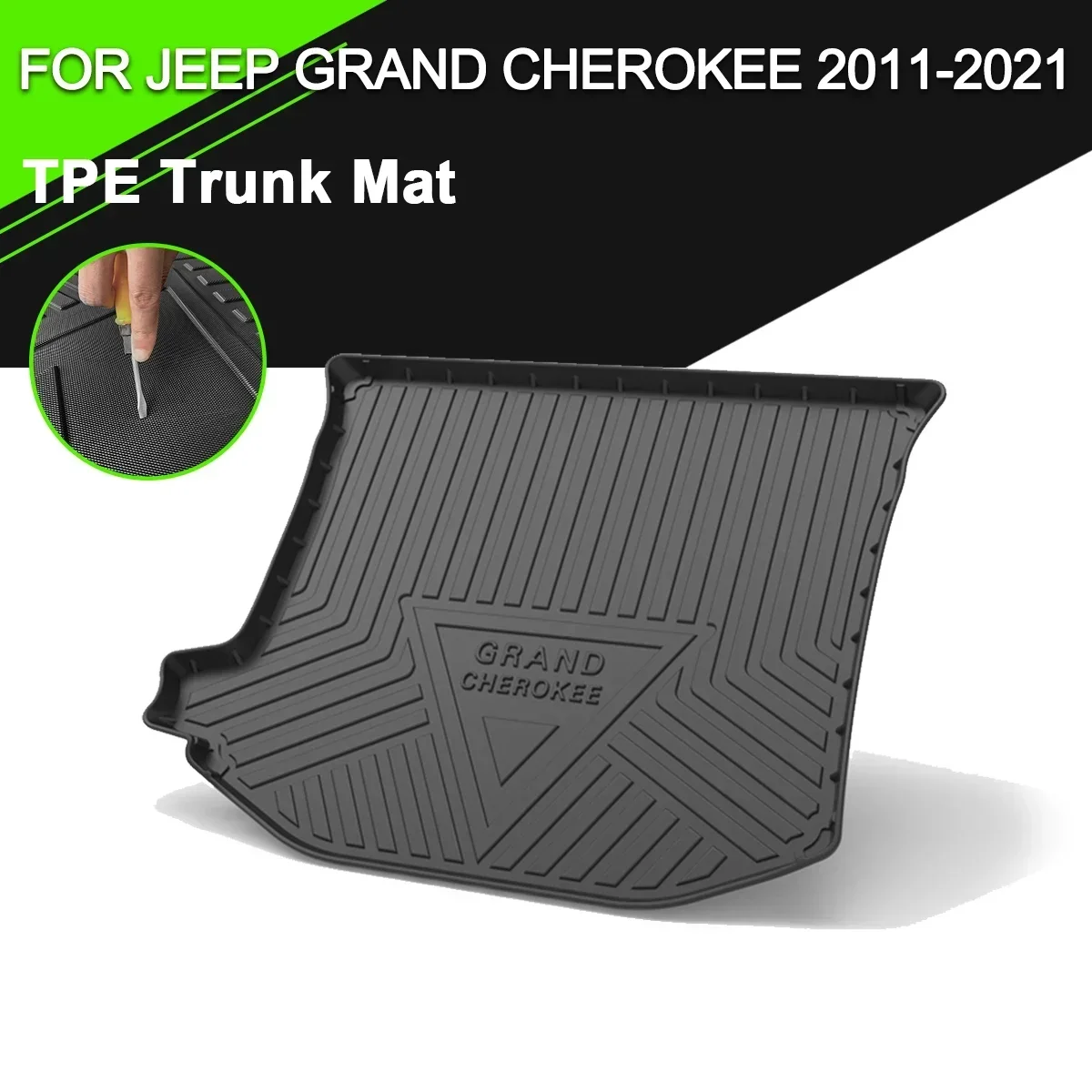 Car Rear Trunk Cover Mat Non-Slip Waterproof Rubber TPE Cargo Liner Accessories For Jeep Grand Cherokee 2011-2021