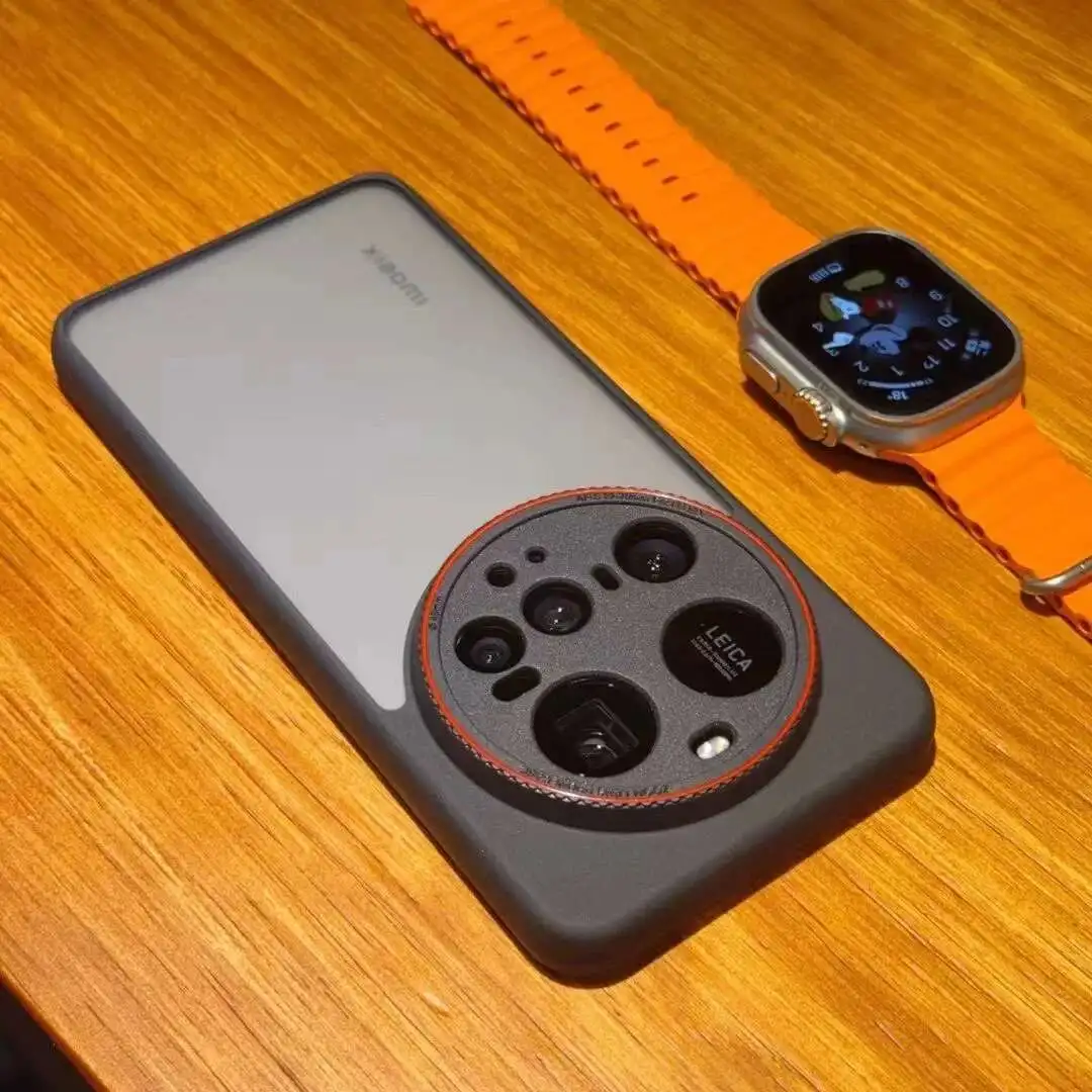 حافظة لهاتف Xiaomi 15 Ultra حافظة فاخرة بإطار عدسة أحمر غير لامع غطاء خلفي لهاتف Xiaomi MI 15 Ultra ممتص للصدمات MI15Ultra Funda