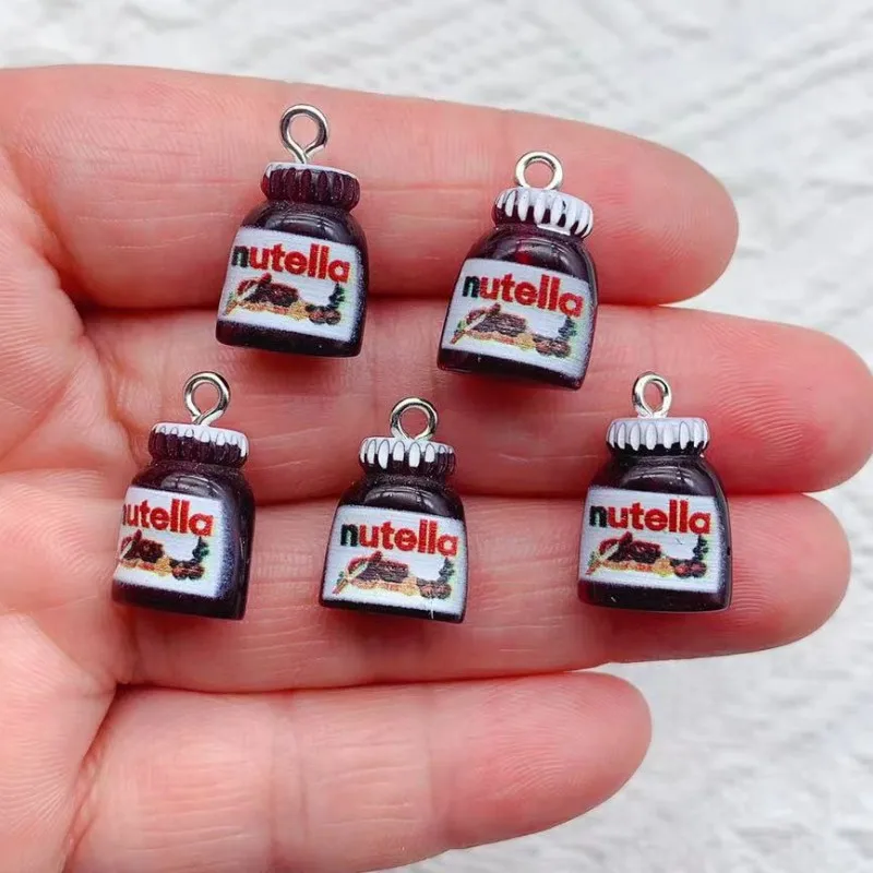 10Pcs Cartoon 3D Bread Jam Resin Charms for Necklace Earrings Keychain Making Jewelry Cute Bottle Floating Pendants