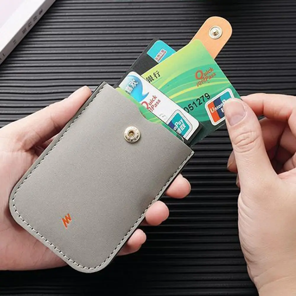 PU Leather Laminated Concealed Card Wallet Pull-out Type 4 Card Pockets Business Card Case RFID Blocking ID Card Holder Women