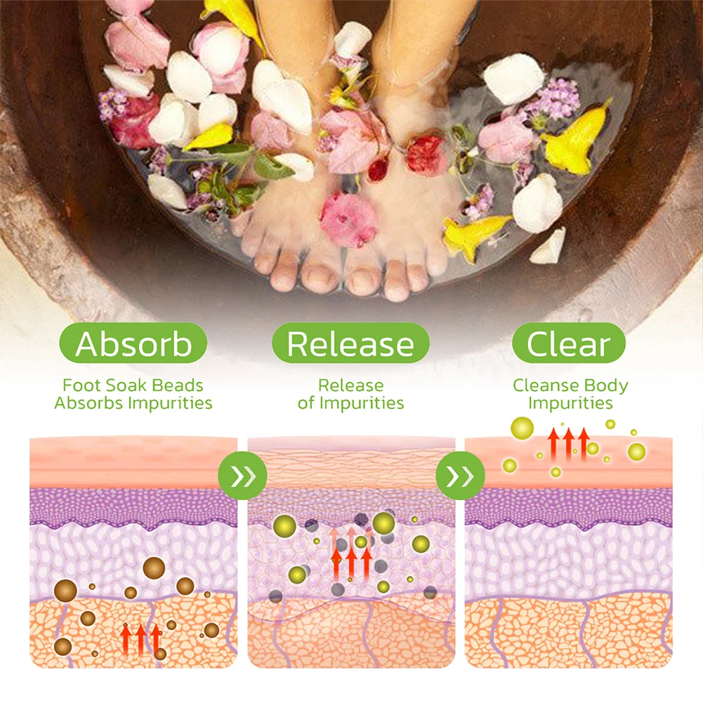 Gel de baño de pies Natural a base de hierbas, cuentas de remojo de pies, deshumidificación, desintoxicación, alivio de la fatiga, reparación de venas de piernas para el cuidado de la forma, 1-10 bolsas