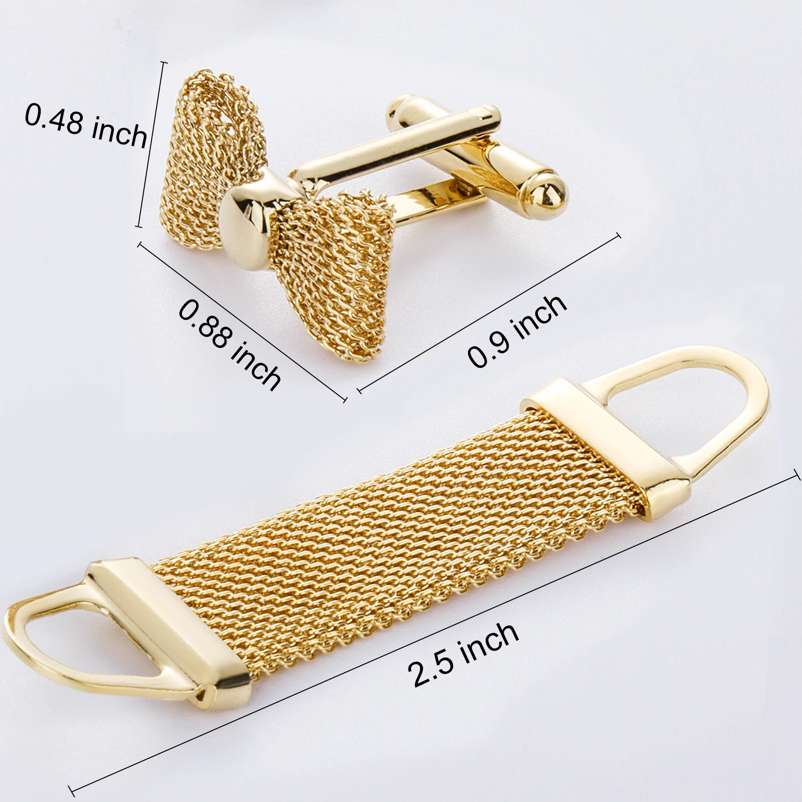 Men's Mesh Wrap Cufflinks, Gold Plated Brass Crystal Inlay Cuff Links Multi Style Square Flower Bow Slipper Cicada Formal Gift