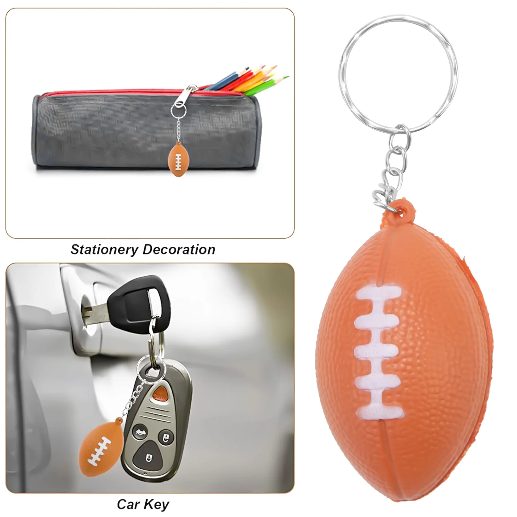 20 Pack Rugby Ball Keychains for Party Favors,Rugby Stress Ball,School Carnival Reward,Sports Centerpiece Decorations