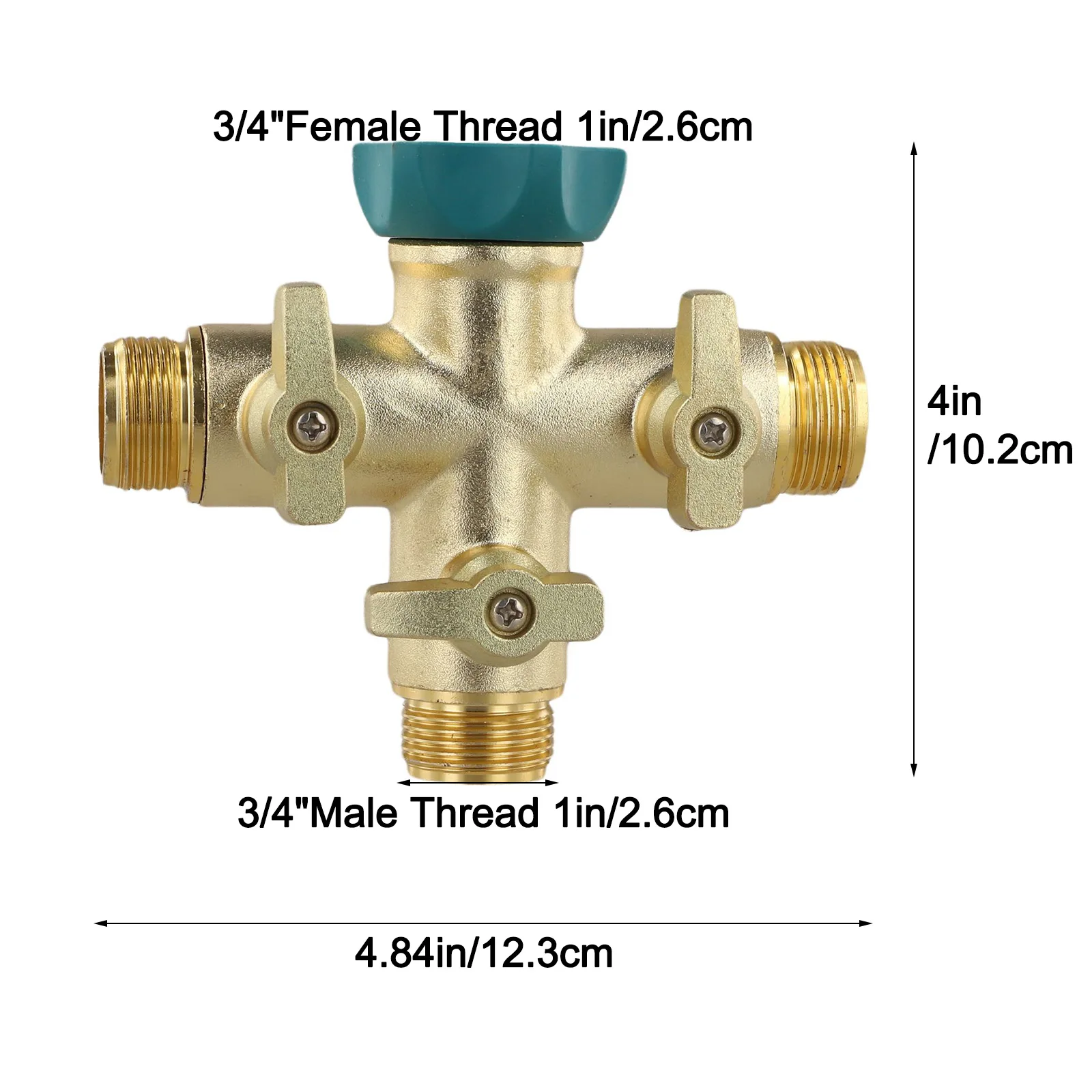 3-Way Hose Divider Brass Hose Connector Heavy Duty Design High Pressure Resistance 3 Way Heavy Duty Splitter As Picture