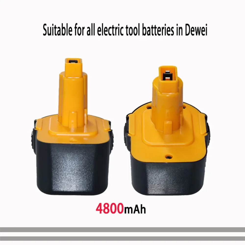 Batterie Ni-laissée pour outil électrique Dewalt, compatible DE9071 DC9071 DE9074 DE9075 DE9501 DE9072 12V, 4800mAh