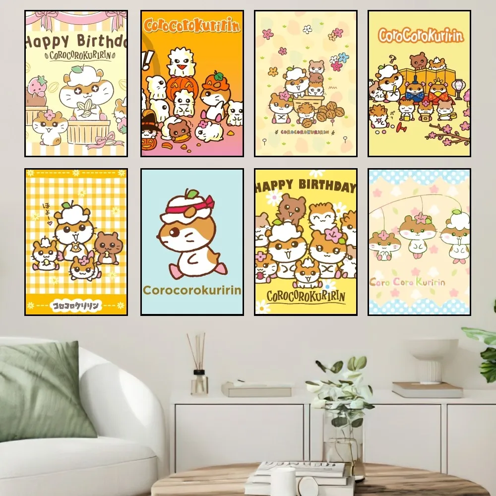 MINISO Cute Sanrio Coro Coro Kuririn Poster Prints Wall Painting Bedroom Living Room Decoration Office Home