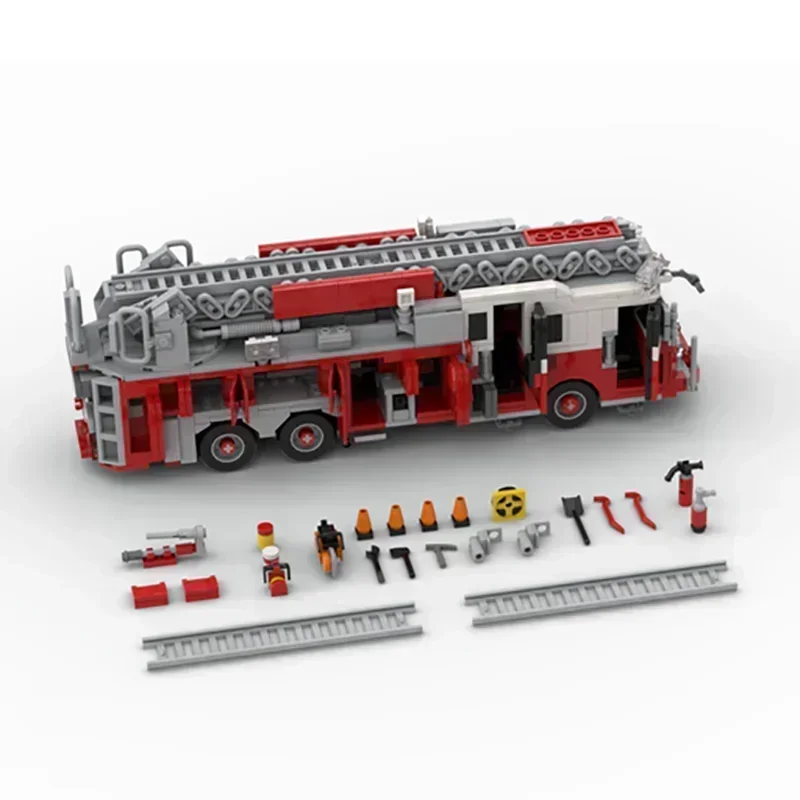 Auto Modell Moc Bausteine New York Feuerwehr Leiter Express Technologie blockiert Geschenke Weihnachts spielzeug DIY Sets Montage