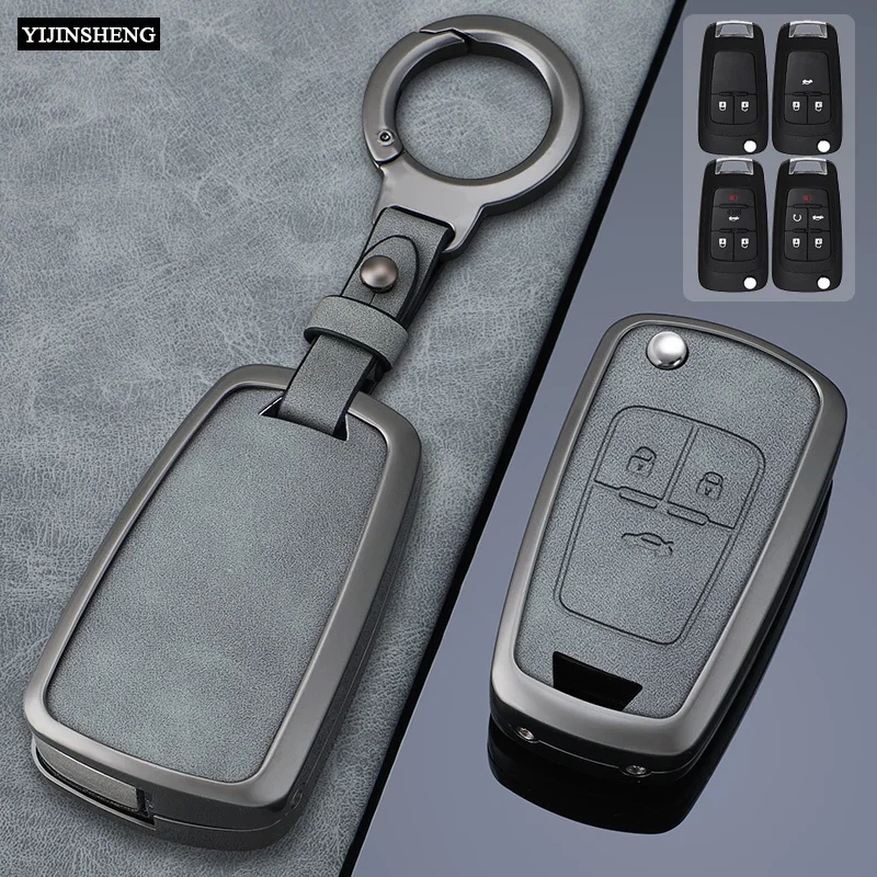 2 3 4 5 Buttons Zinc Alloy + Leather Car Key Case Cover For Chevrolet Cruze Aveo Camaro Epica Lova Sail Spark Opel Astra Corsa