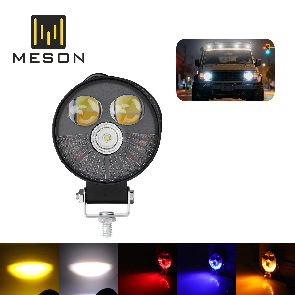 

30W Car LED Work Light 12V 24V Spotlight Car Auxiliary Headlight Dual Color Strobe Fog Lamp for Vehicles Truck Off-road SUV